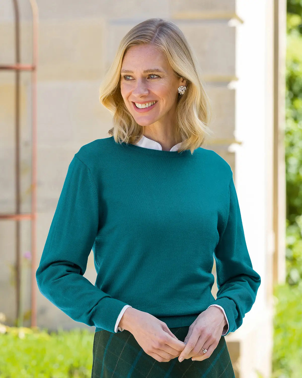 Ladies’ Pure Merino Wool Crew Neck Jumper – Teal