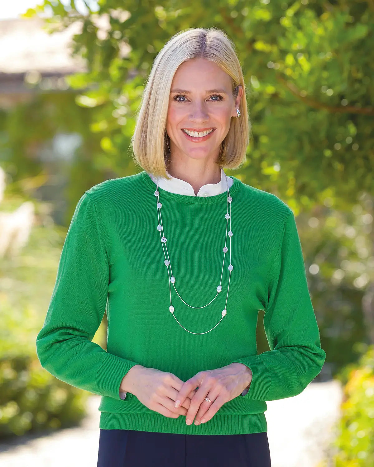Ladies’ Pure Merino Wool Crew Neck Jumper – Watercress