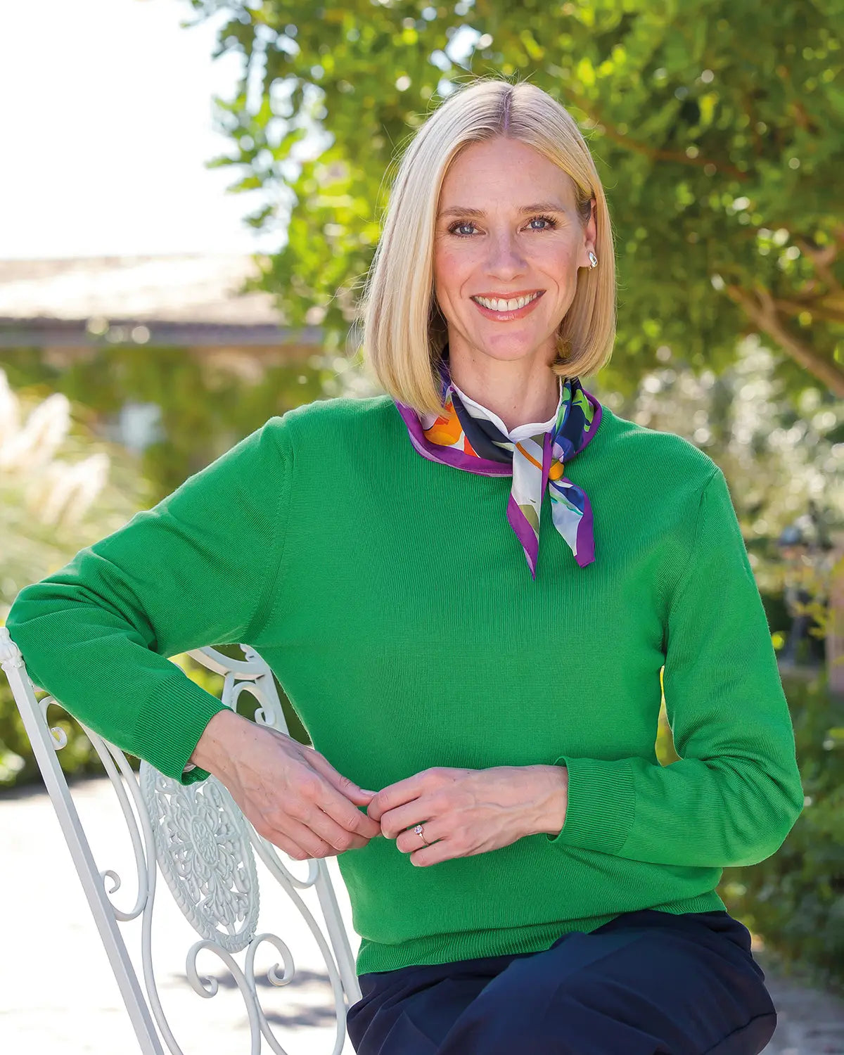Ladies’ Pure Merino Wool Crew Neck Jumper – Watercress
