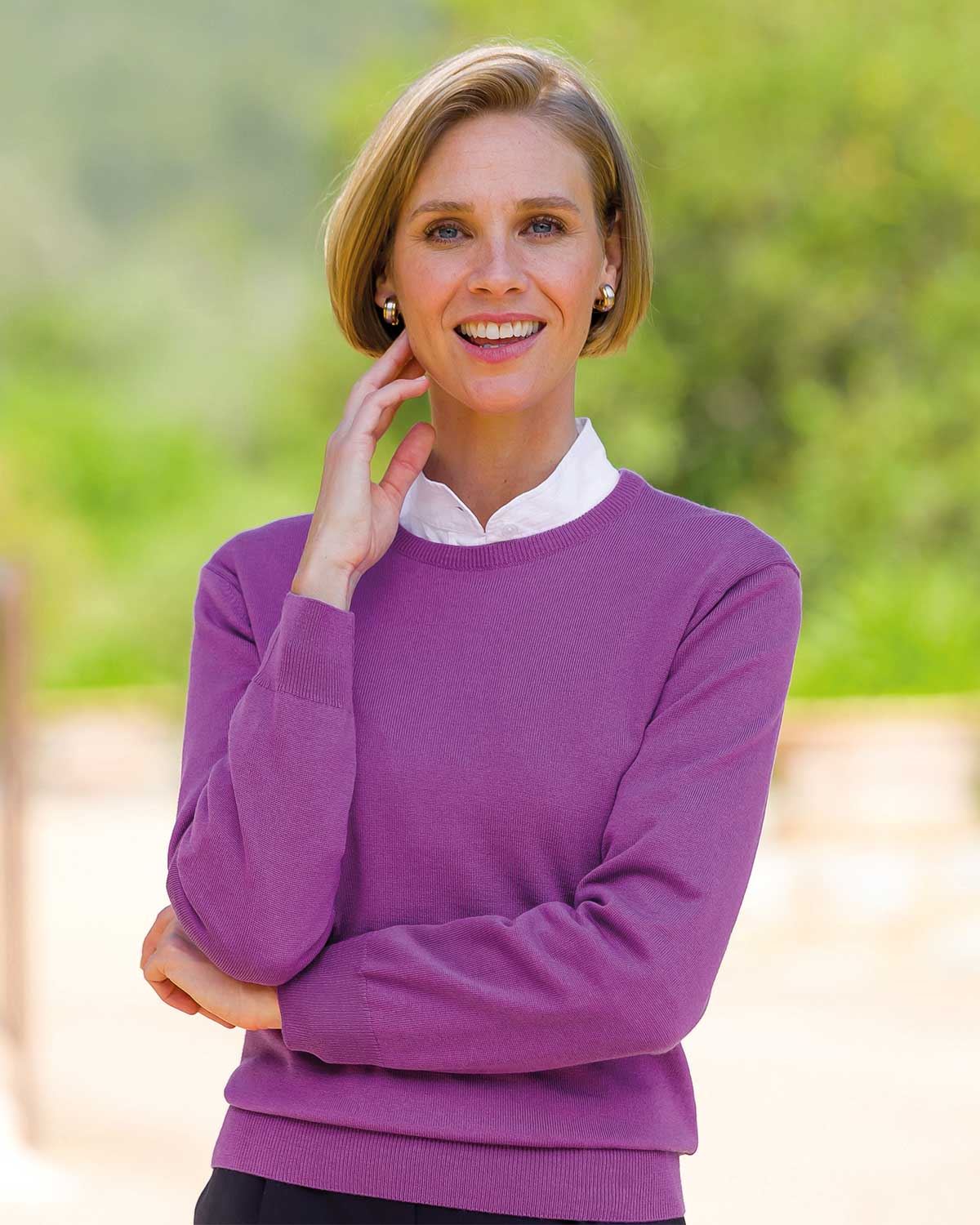 Merino Wool Crew Neck Jumper - Viola - Country Collection