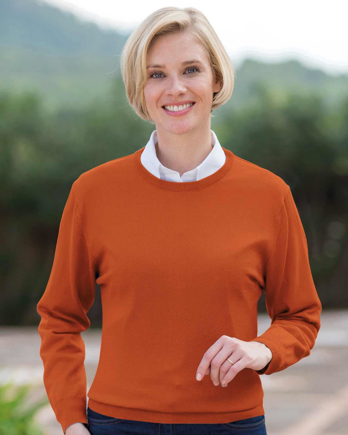 Merino Wool Crew Neck Jumper - Cinnamon - Country Collection