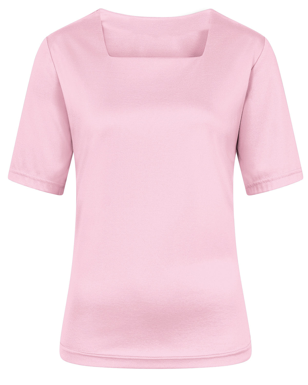 Ladies’ Silky Cotton Square Neck Top – Pale Pink