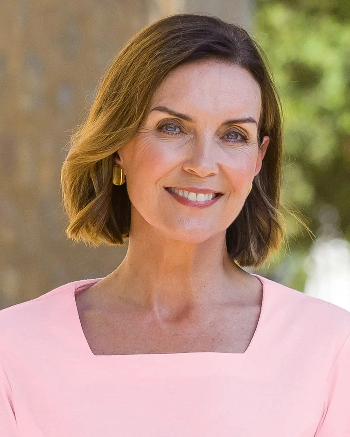 Ladies’ Silky Cotton Square Neck Top – Pale Pink
