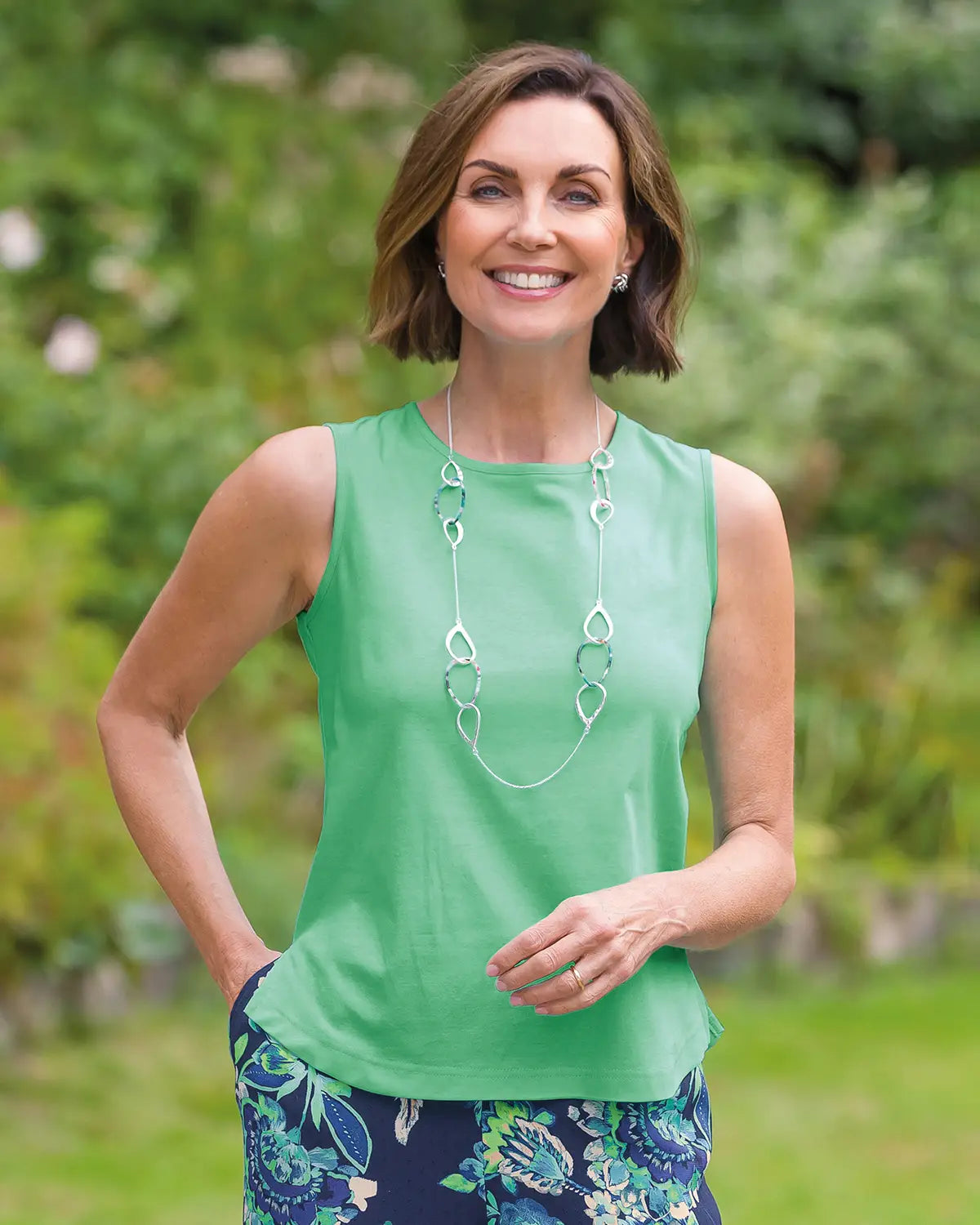 Ladies’ Silky Cotton Sleeveless Top – Spearmint