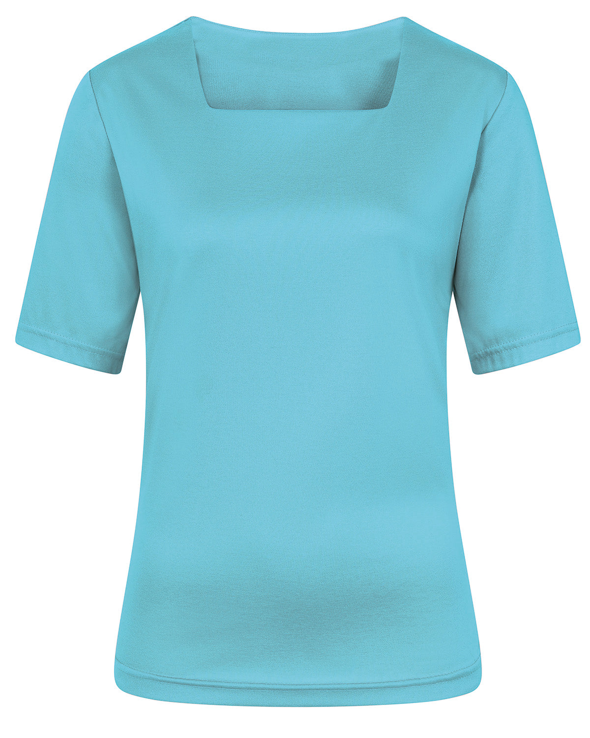 Ladies’ Silky Cotton Square Neck Top – Turquoise