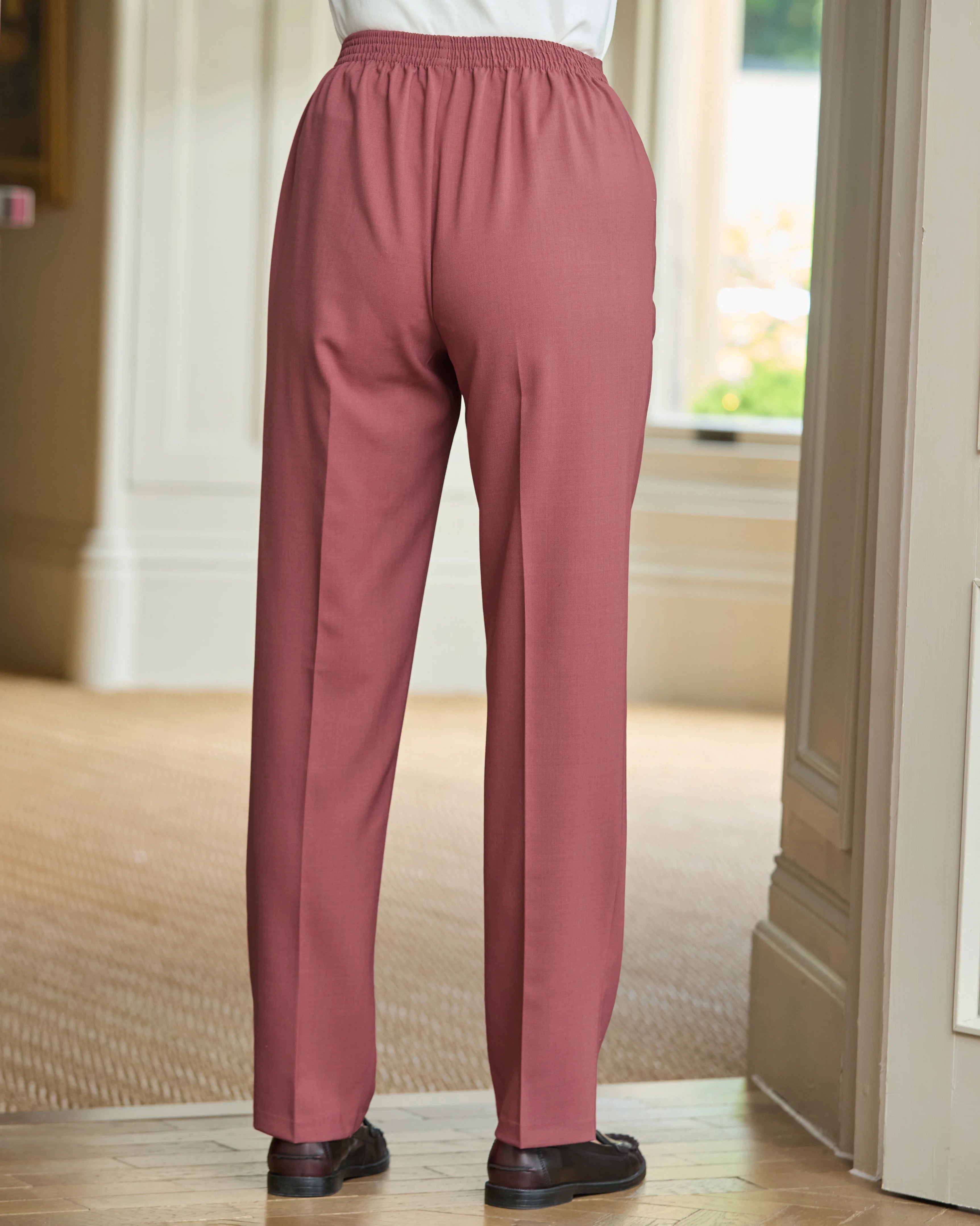 Ladies’ Sandown Wool Blend Pull-On Trousers – Dusky Rose