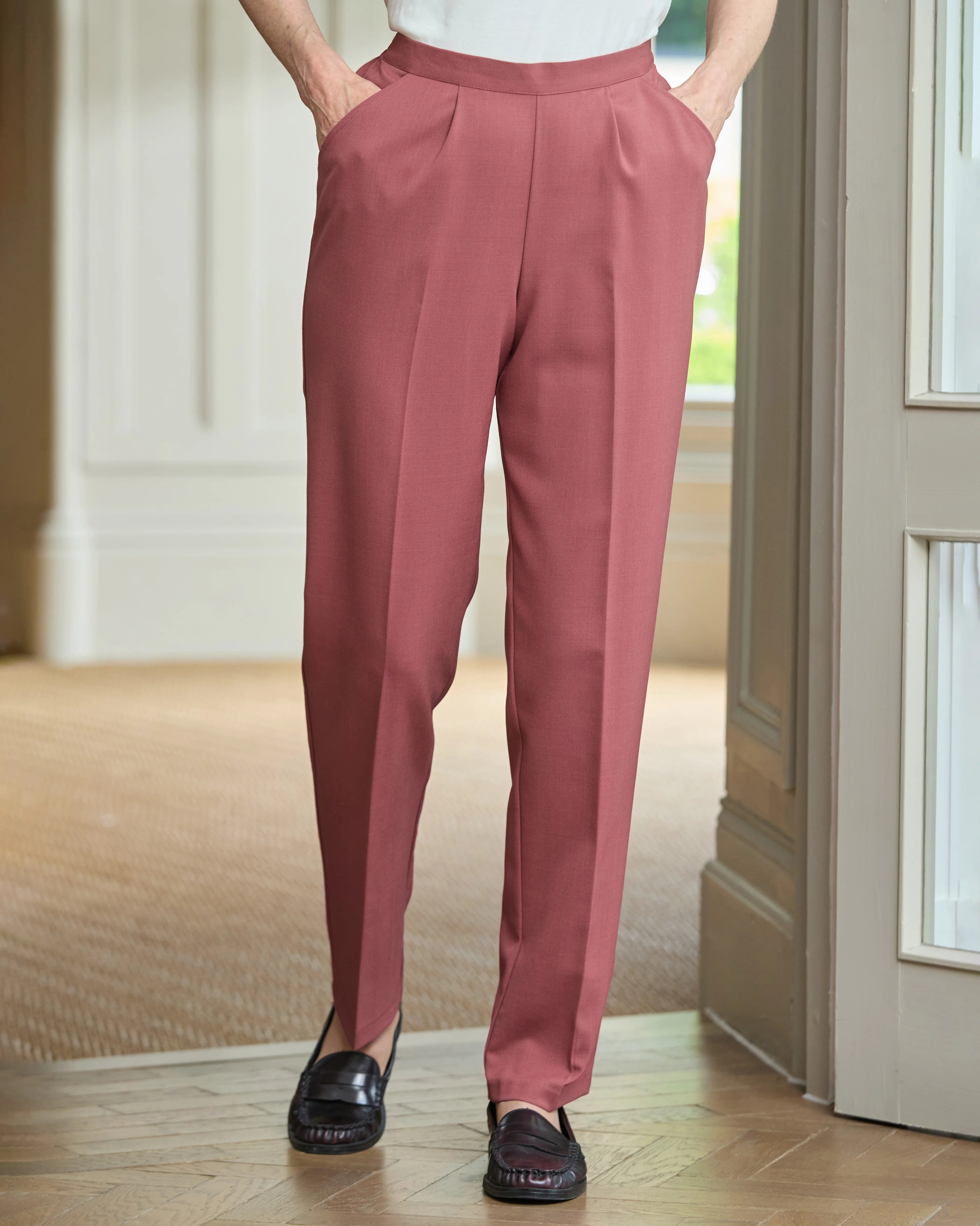 Ladies’ Sandown Wool Blend Pull-On Trousers – Dusky Rose