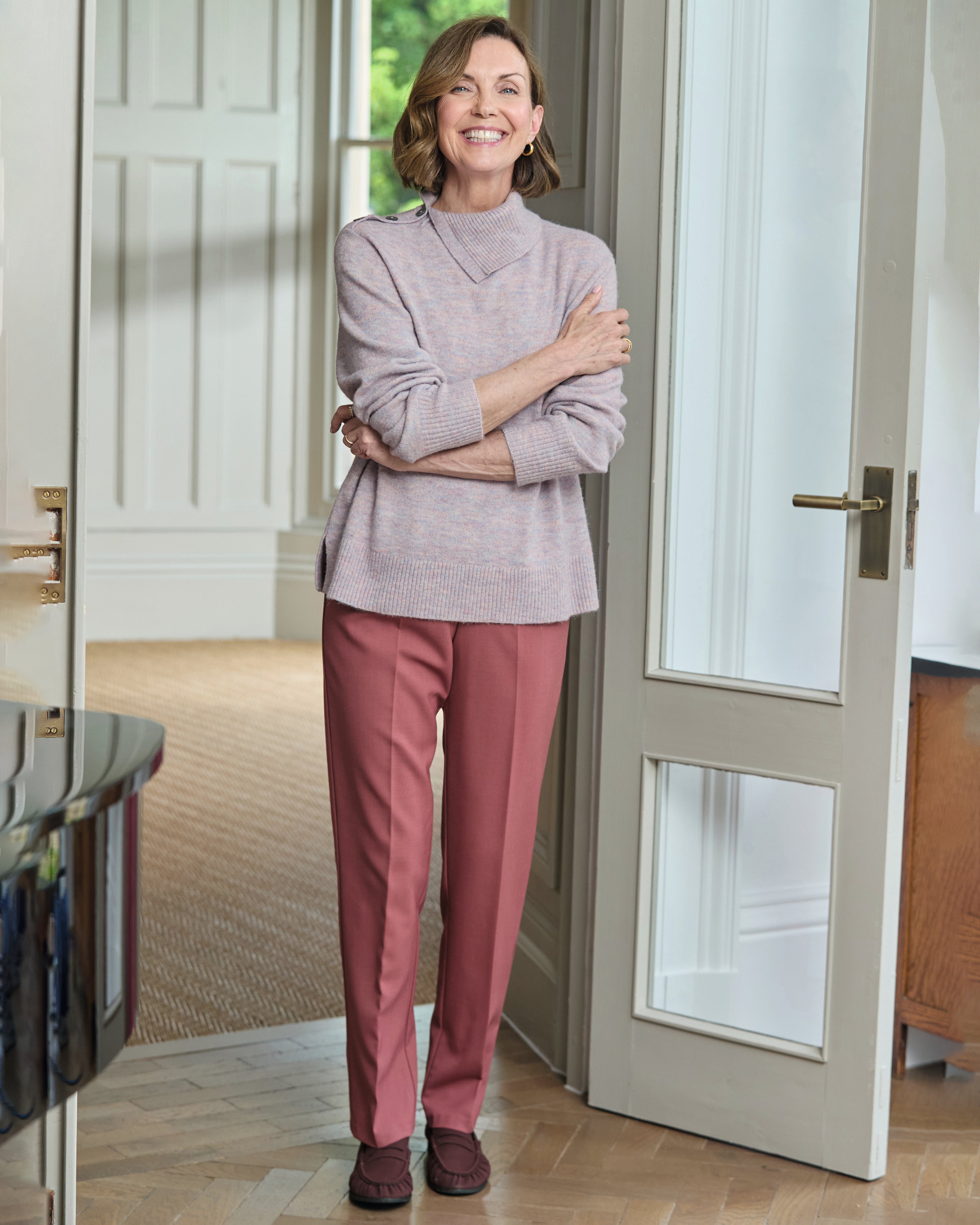 Ladies’ Sandown Wool Blend Pull-On Trousers – Dusky Rose