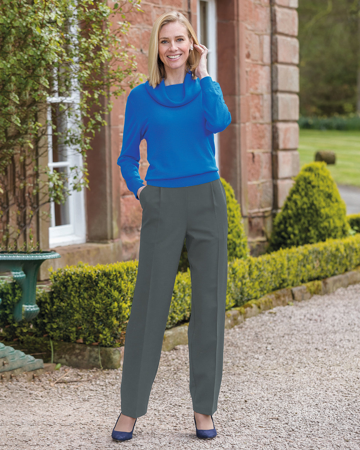 Ladies’ Sandown Wool Blend Pull-On Trousers – Slate