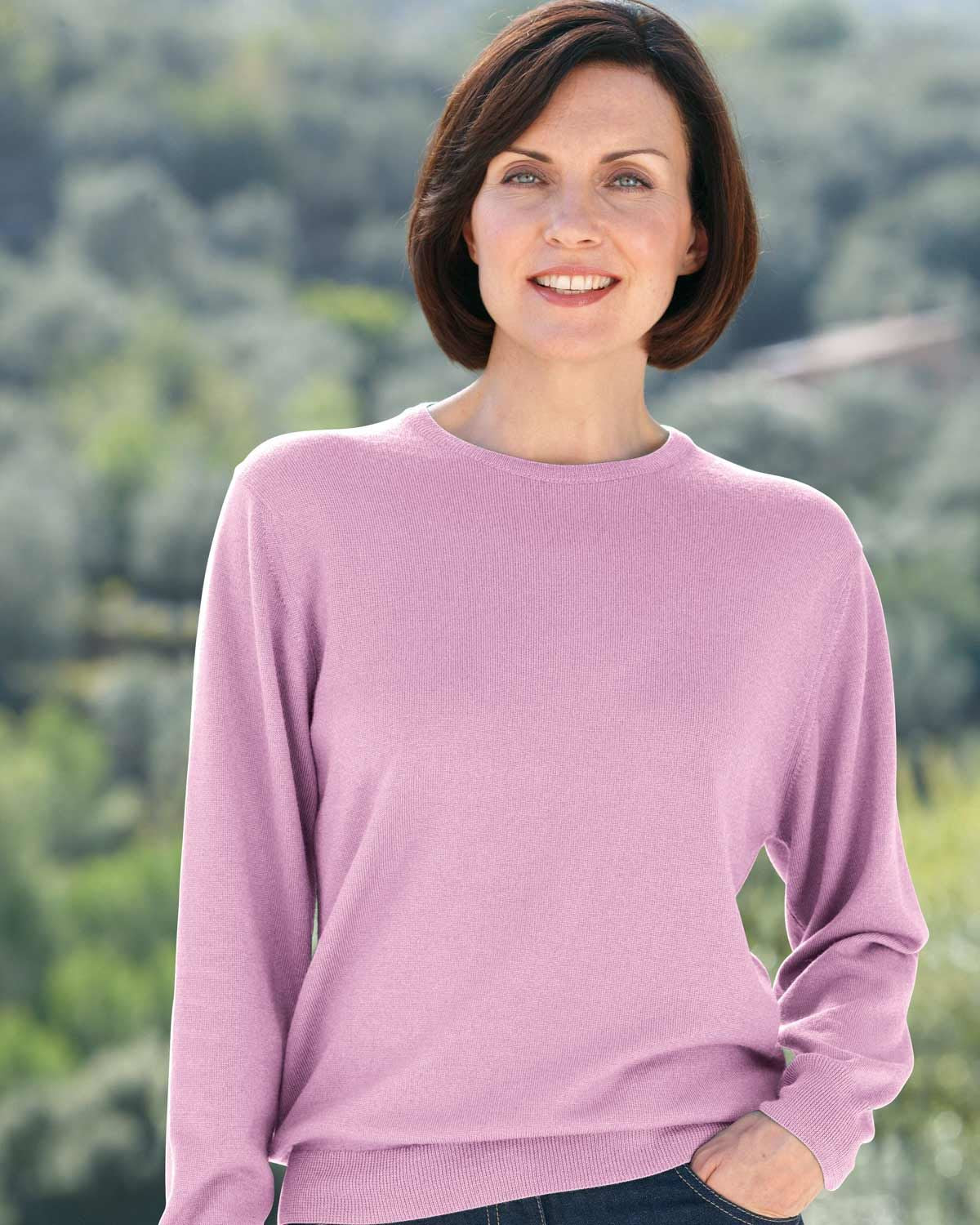 Merino Wool Crew Neck Jumper - Dusky Pink - Country Collection