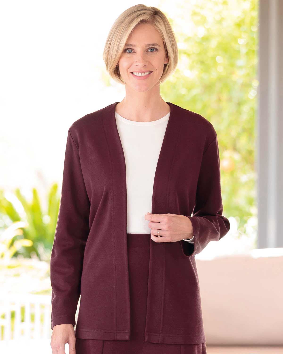 Edge To Edge Cardigan - Claret - Country Collection
