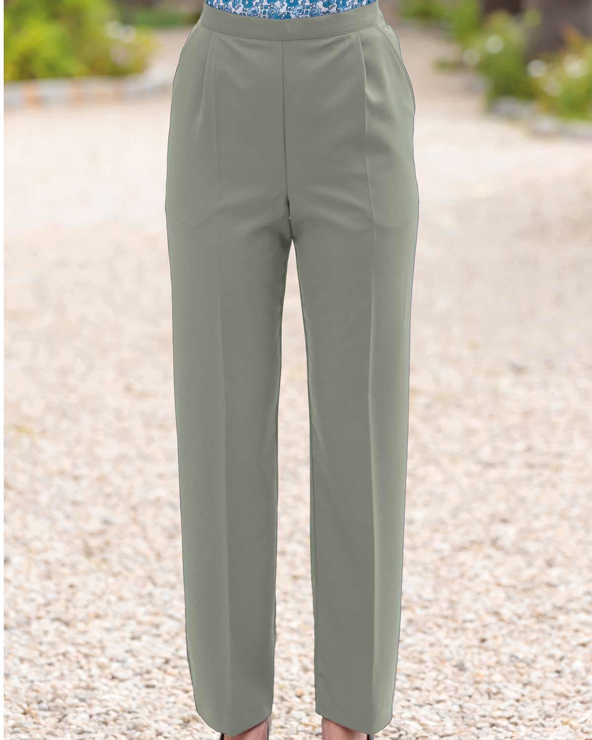 Sandown Pull On Trousers - Light Olive - Country Collection