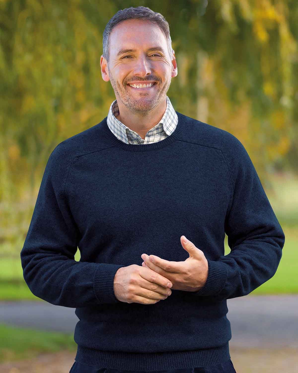 Lambswool Crew Neck Jumper Mens - Navy - Country Collection