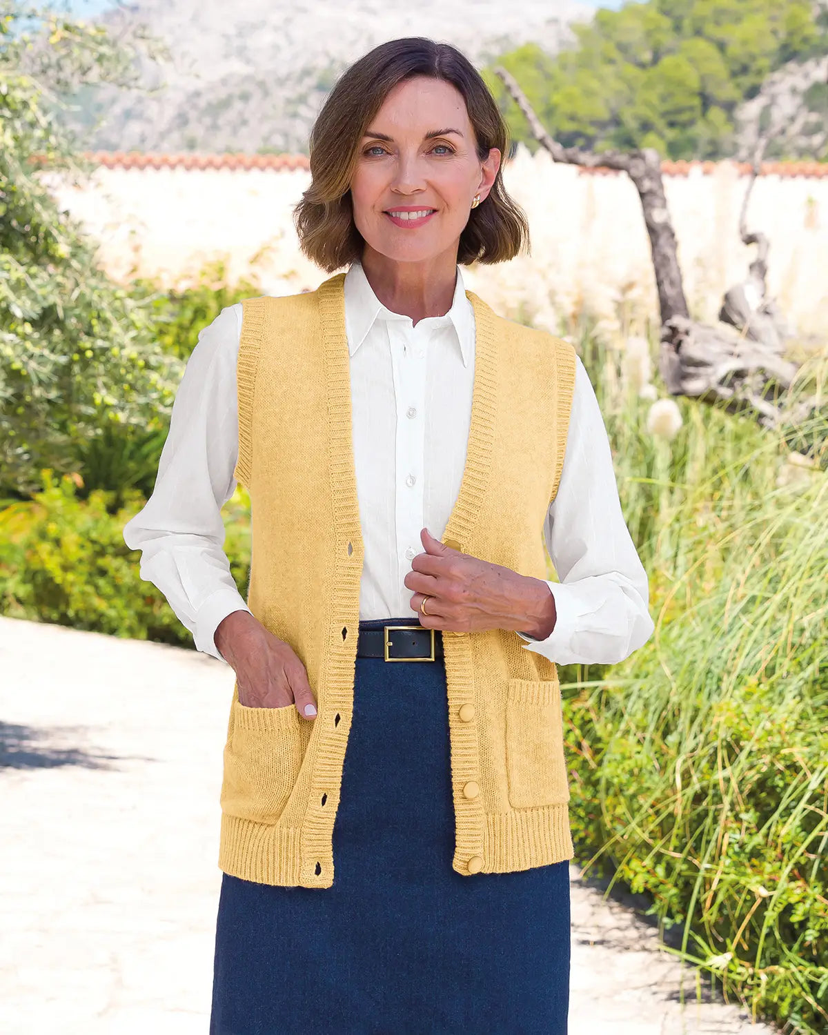 Ladies’ Pure Shetland Wool Waistcoat – Buttermilk