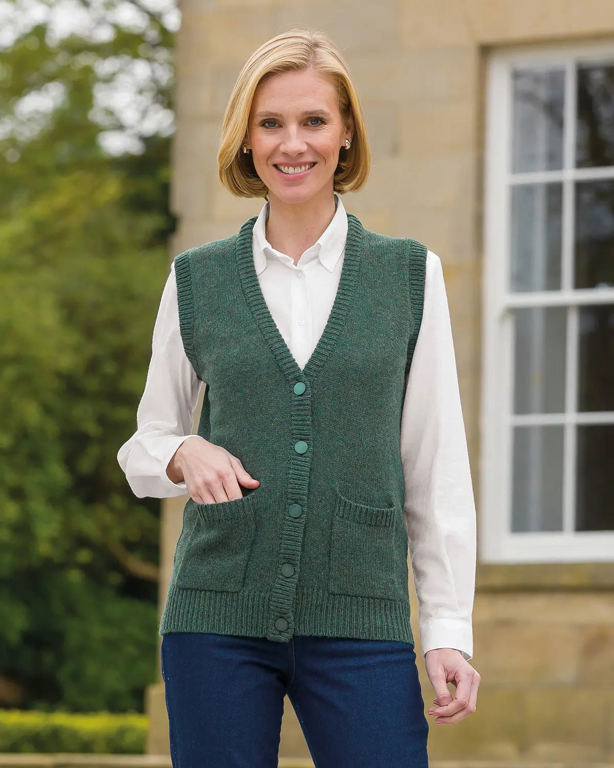Ladies’ Pure Shetland Wool Waistcoat – Holly