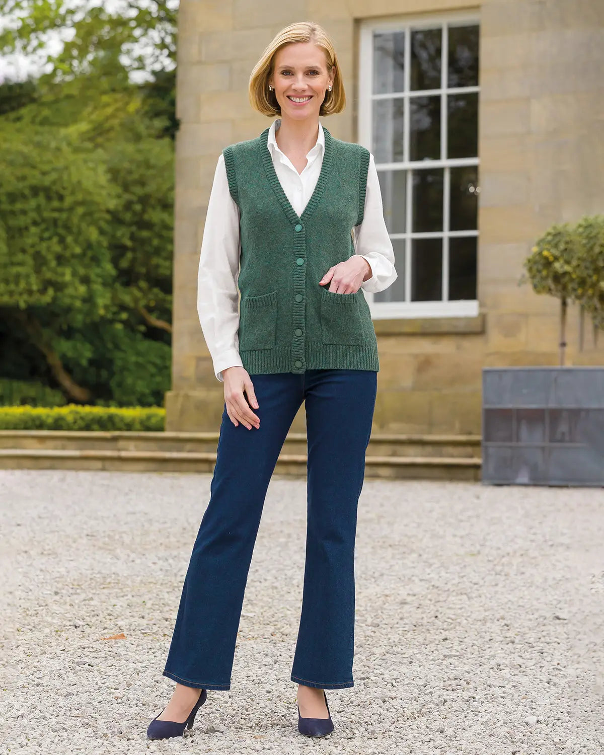 Ladies’ Pure Shetland Wool Waistcoat – Holly