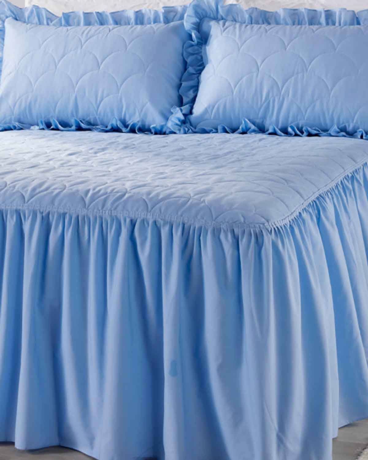 Lightly Quilted Charlotte Bedspread Set - Blue - Country Collection