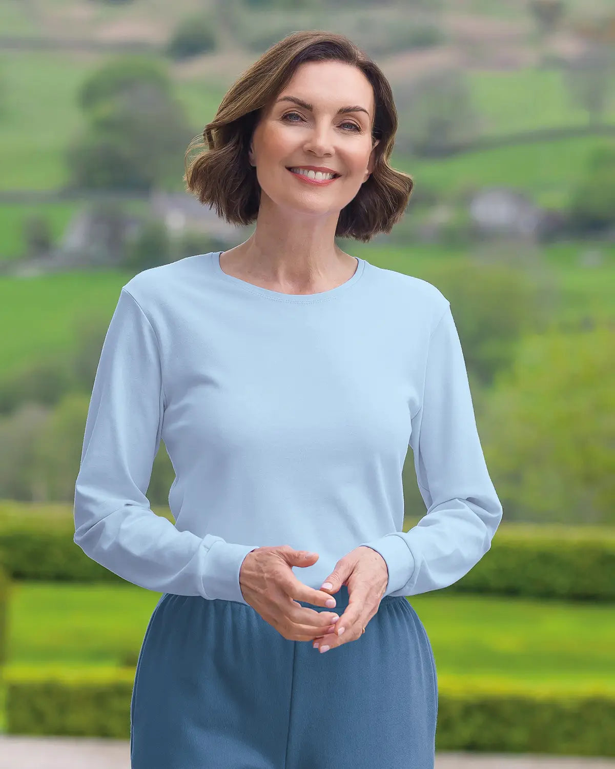 Ladies’ Pure Cotton Crew Neck Top – Blue