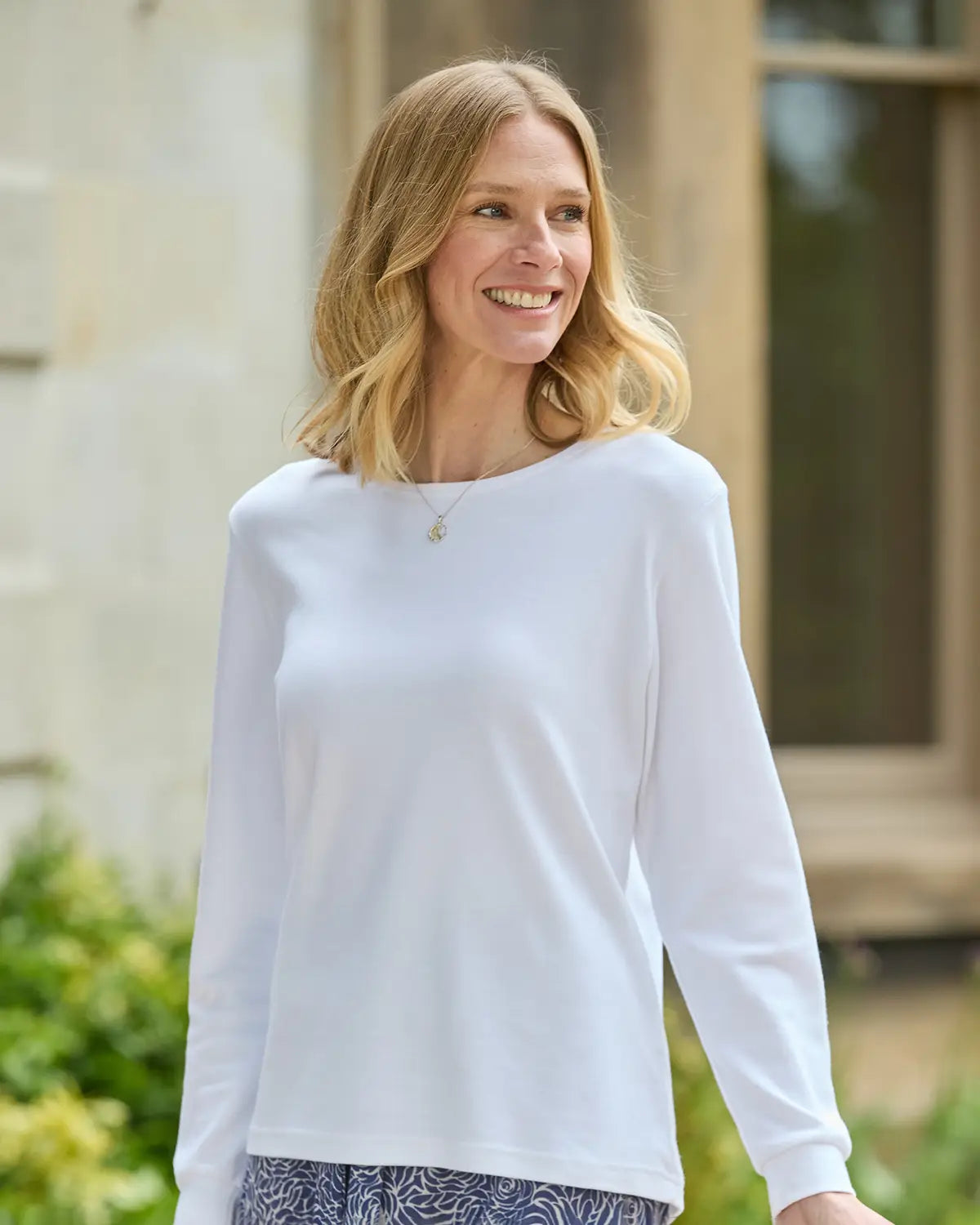 Ladies’ Pure Cotton Crew Neck Top – White