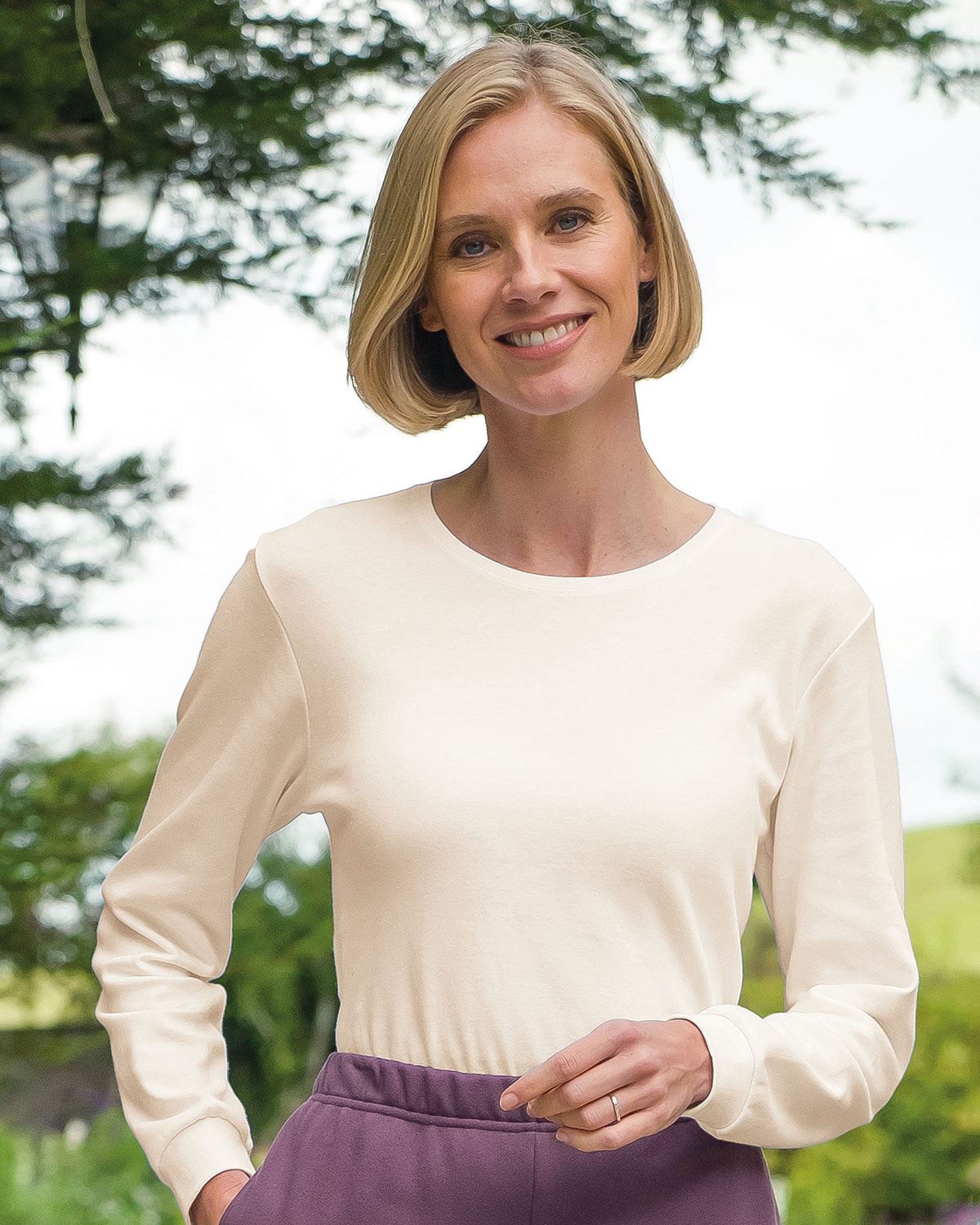 Pure Cotton Crew Neck - Cream - Country Collection