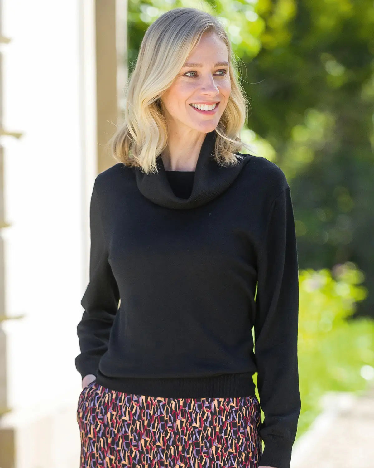 Ladies’ Pure Merino Wool Cowl Neck Jumper – Black