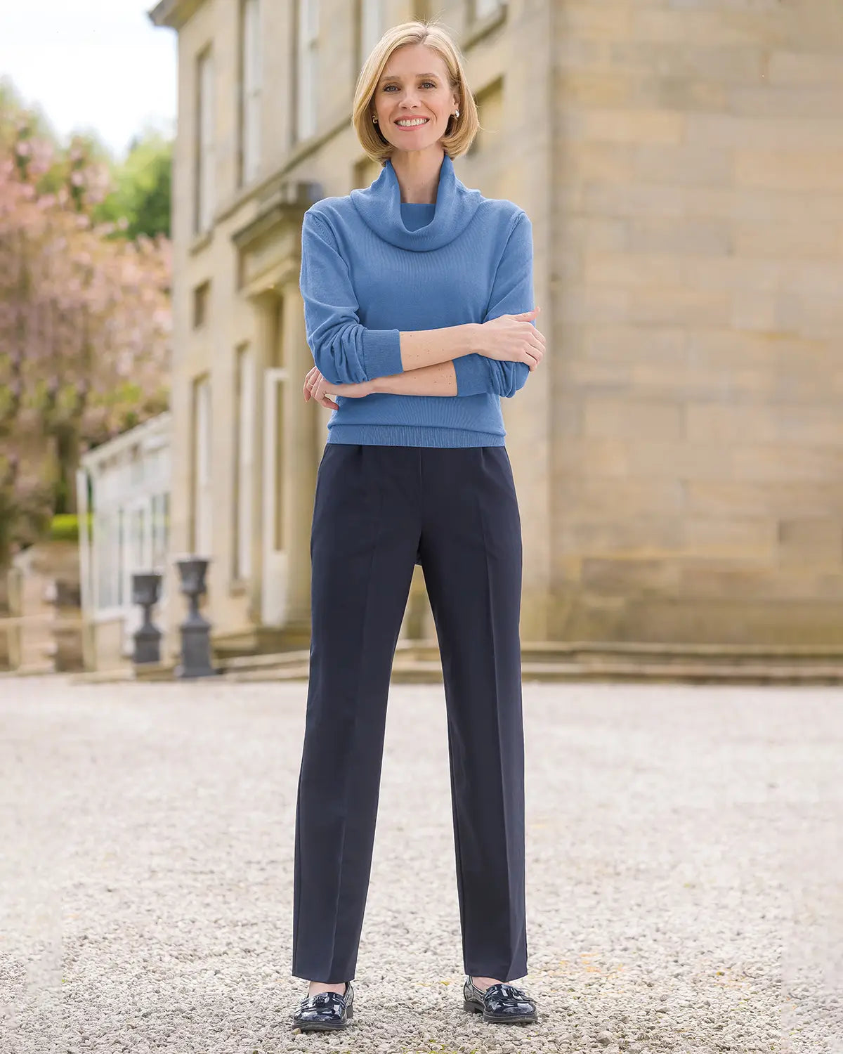 Ladies’ Pure Merino Wool Cowl Neck Jumper – Bluebell