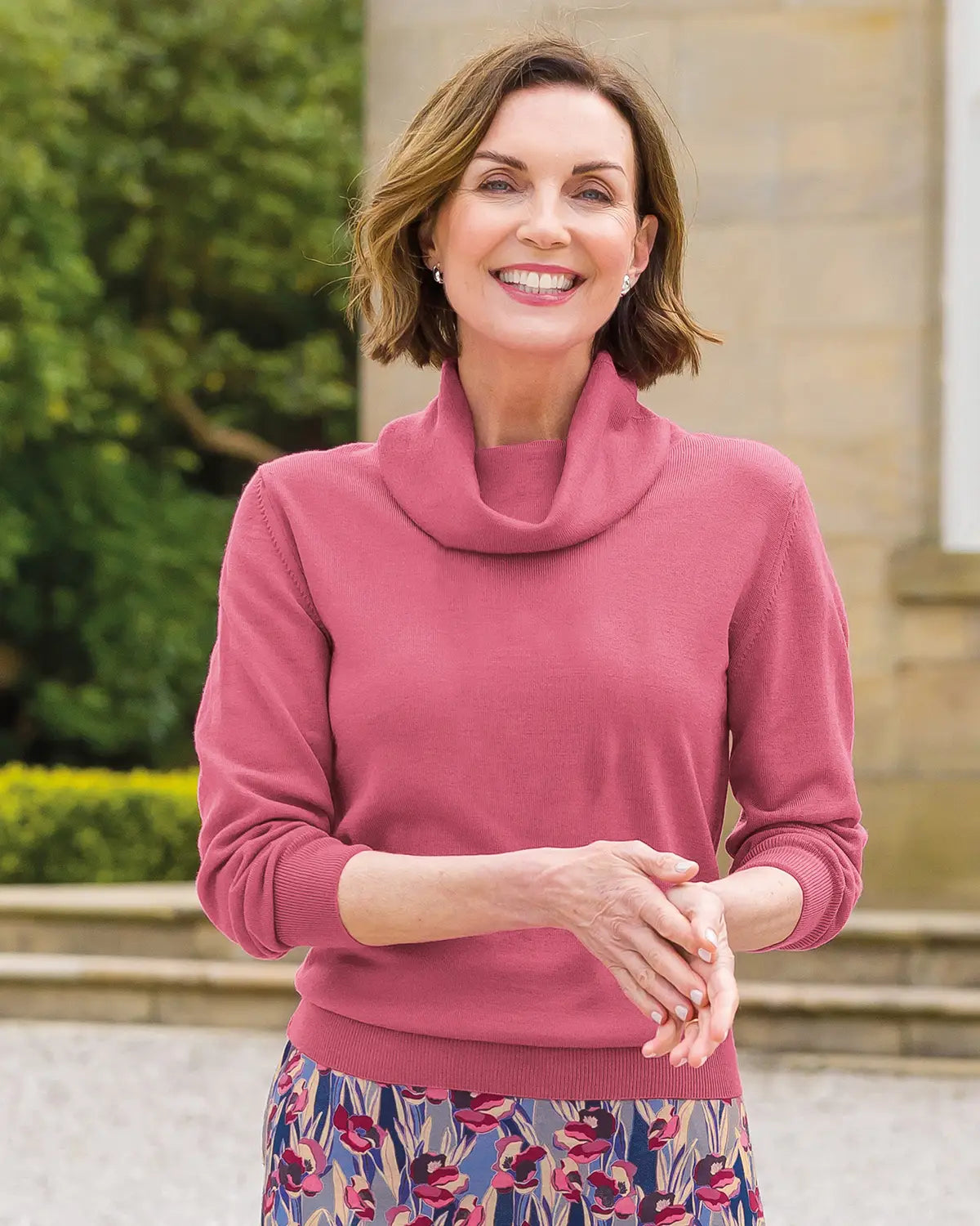 Ladies’ Pure Merino Wool Cowl Neck Jumper – Rose
