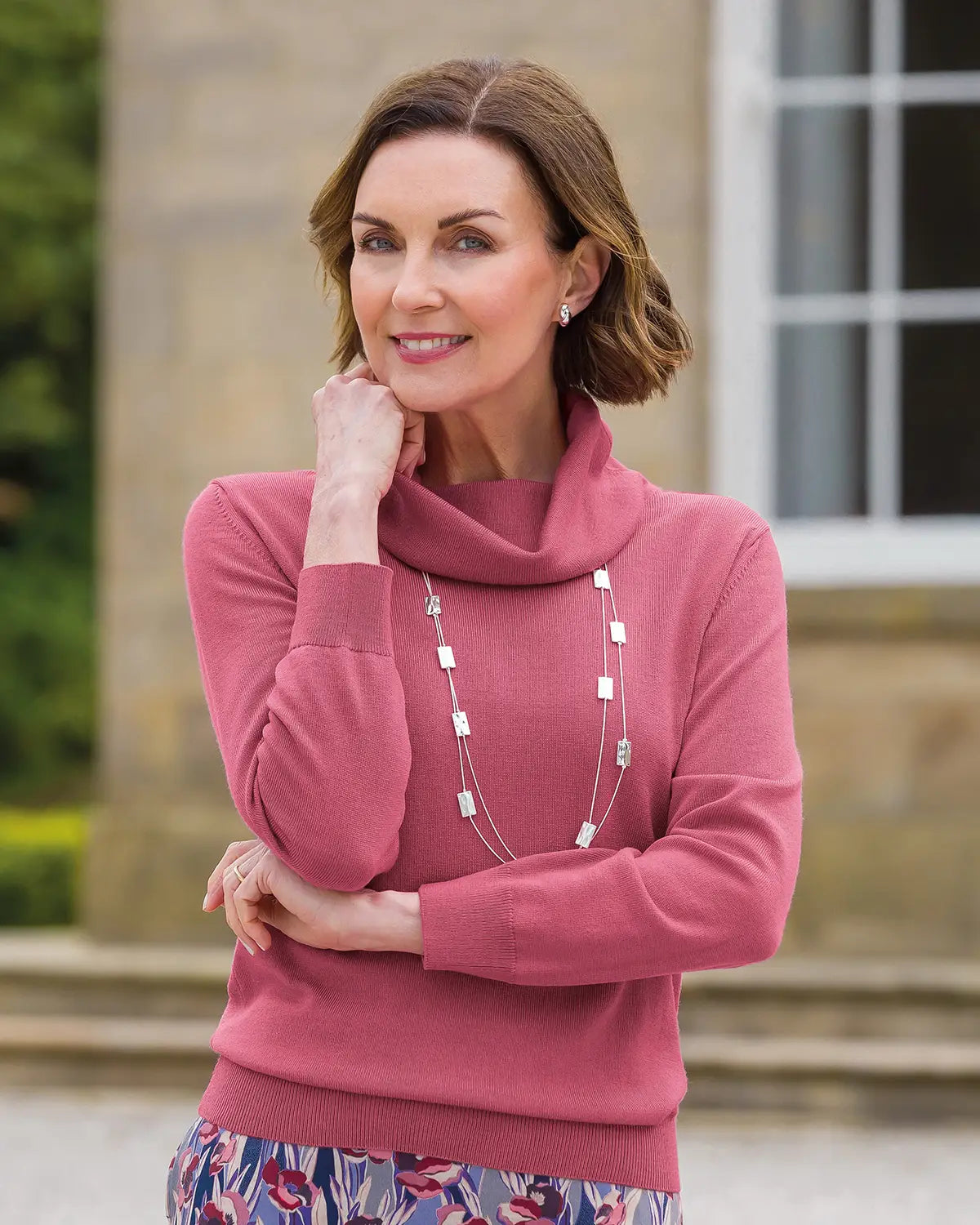Ladies’ Pure Merino Wool Cowl Neck Jumper – Rose