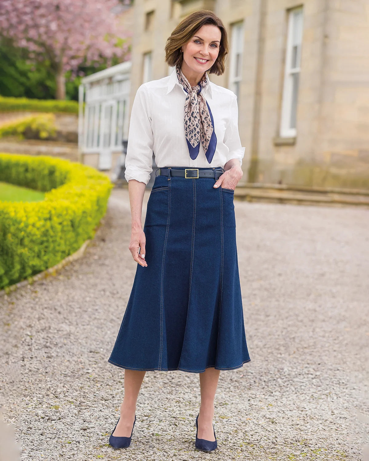 Ladies’ A-Line Denim Skirt – Indigo Blue
