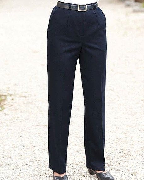 Ladies Wool Rich Flannel Trousers - Navy - Country Collection