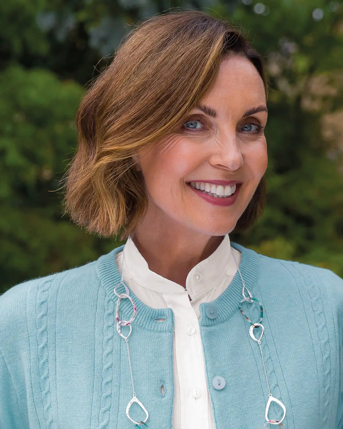 Ladies’ Pure Lambswool Cable Knit Cardigan – Aqua
