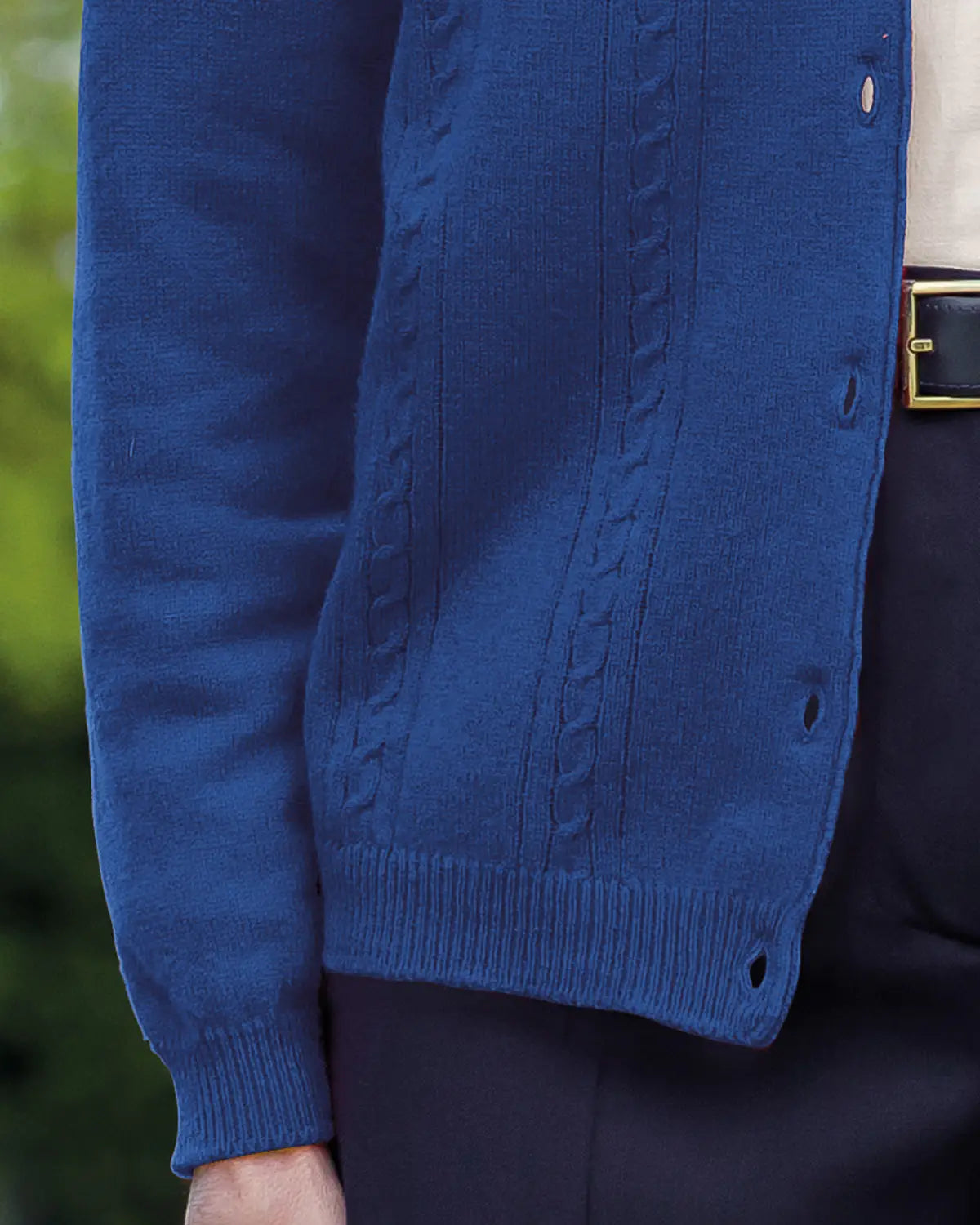 Ladies’ Pure Lambswool Cable Knit Cardigan – Cobalt