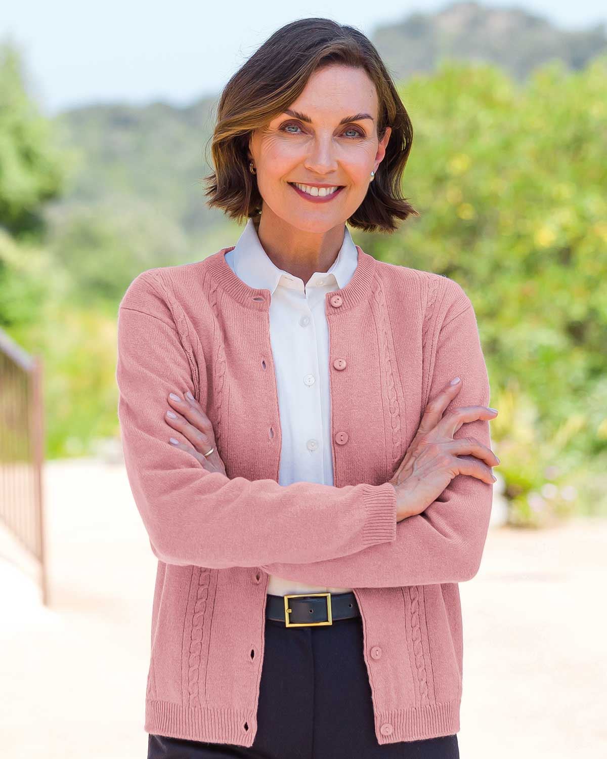 Lambswool Cable Cardigan - Dusky Rose - Country Collection