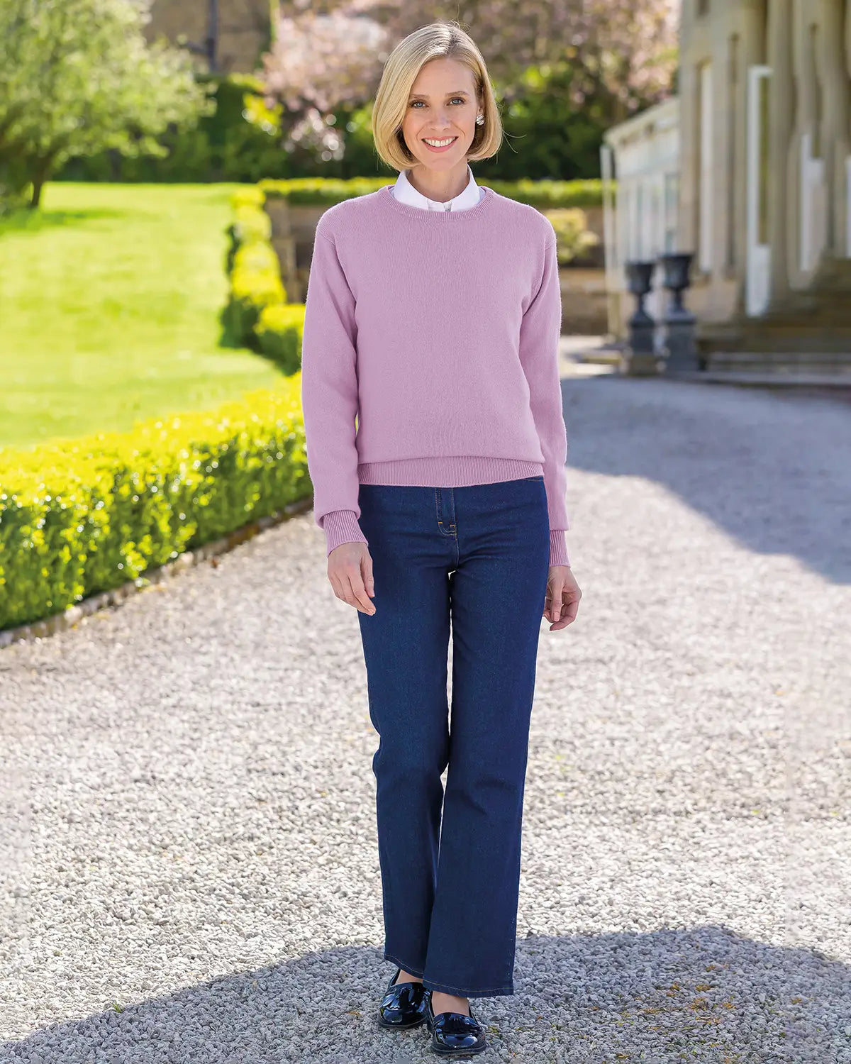 Ladies’ Pure Lambswool Crew Neck Jumper – Pale Lilac