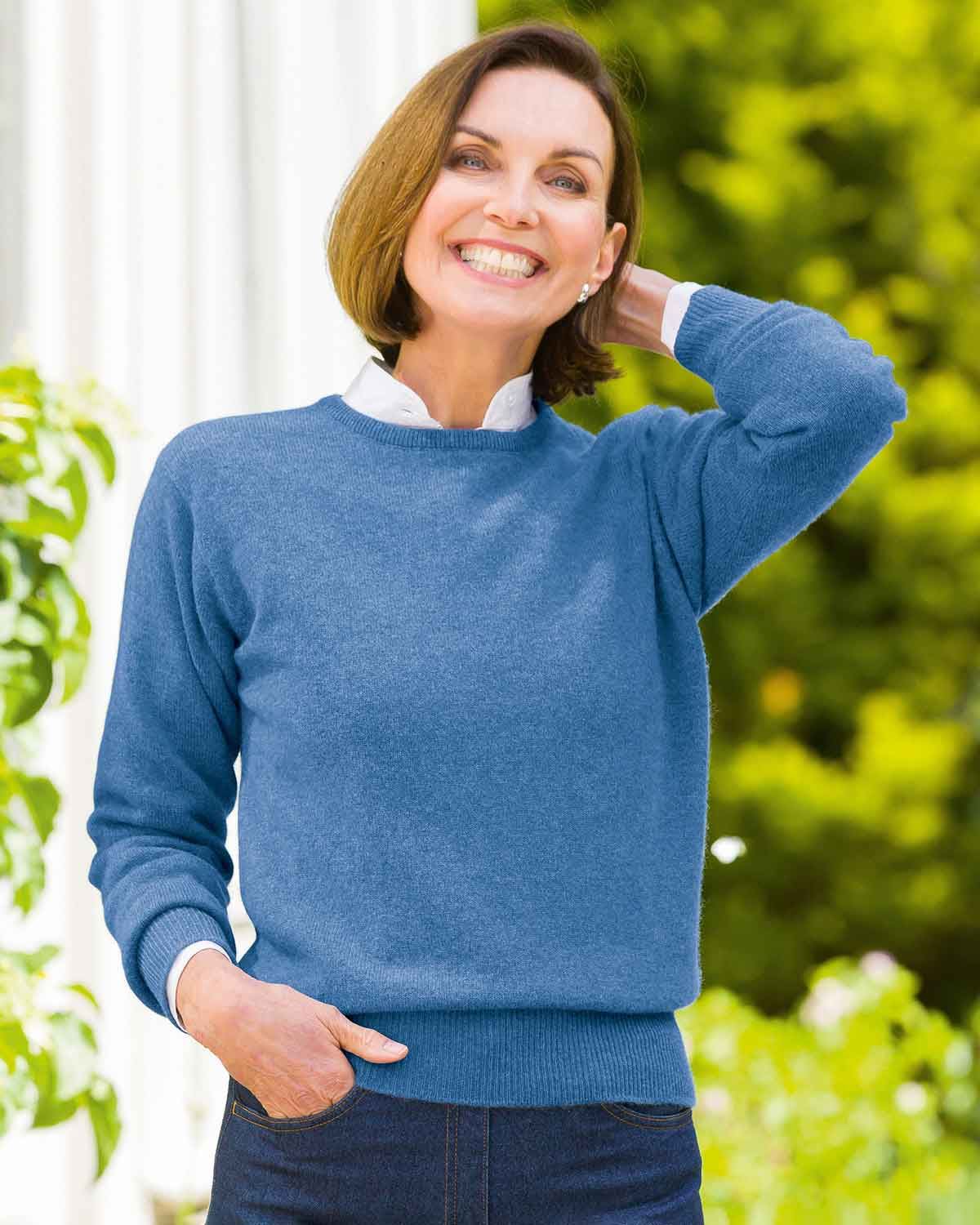 Lambswool Crew Neck Jumper - Blueberry - Country Collection