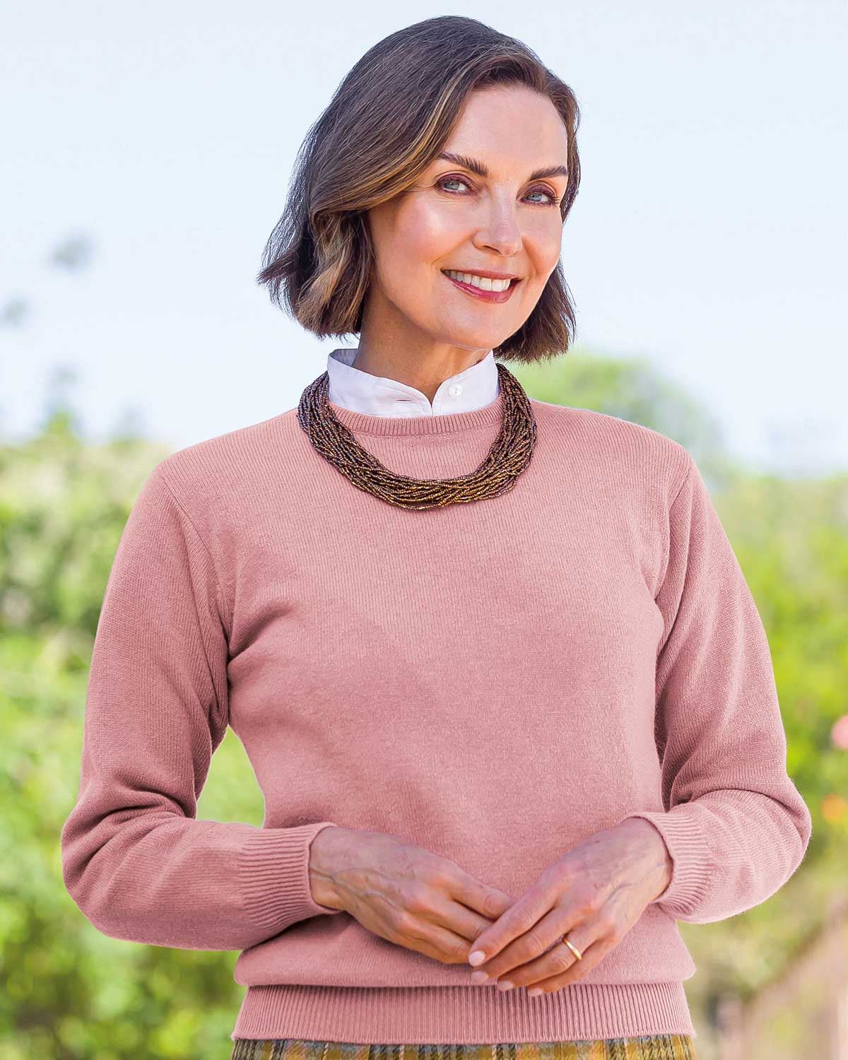 Lambswool Crew Neck Jumper - Dusky Rose - Country Collection