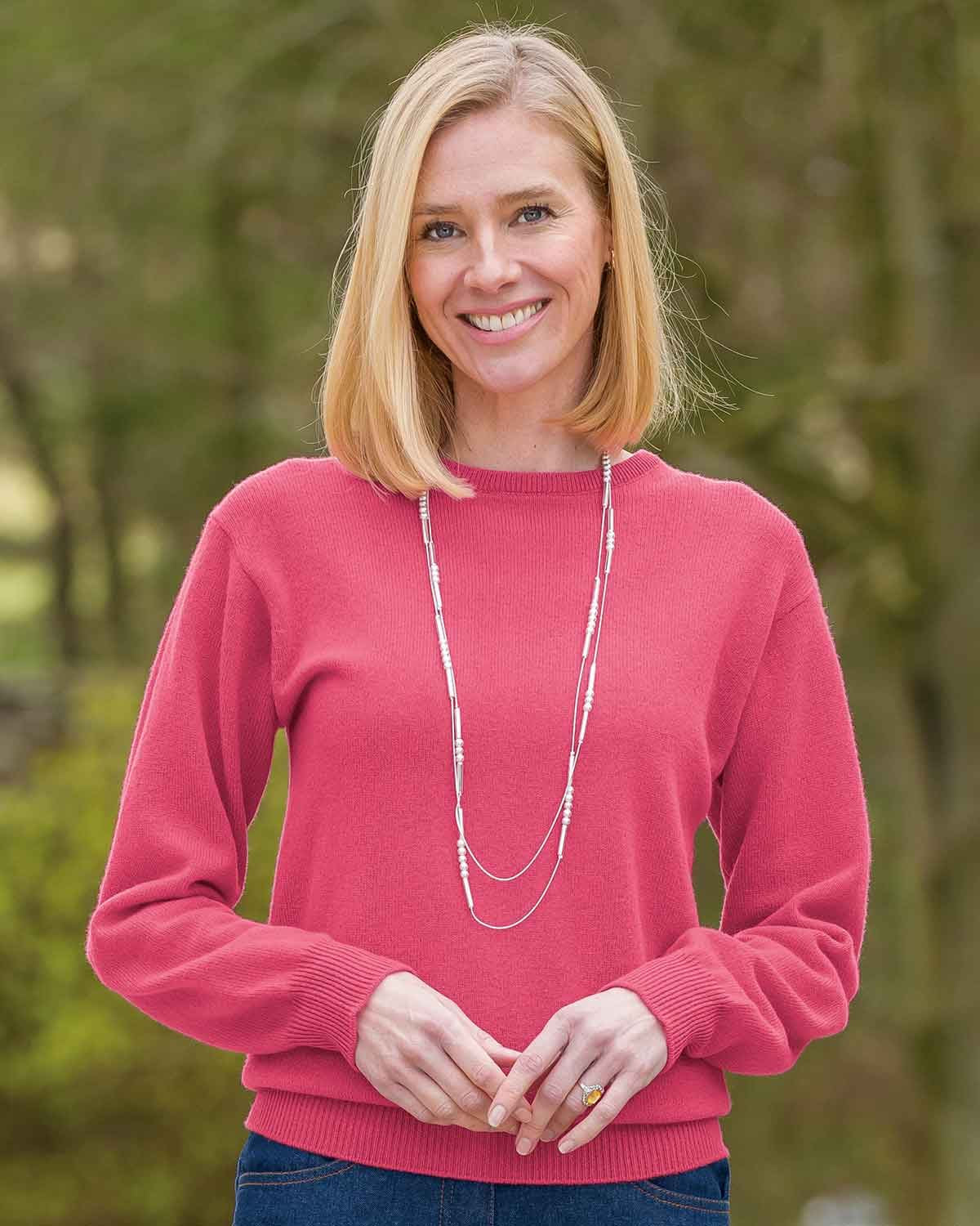 Lambswool Crew Neck Jumper - Flamingo - Country Collection