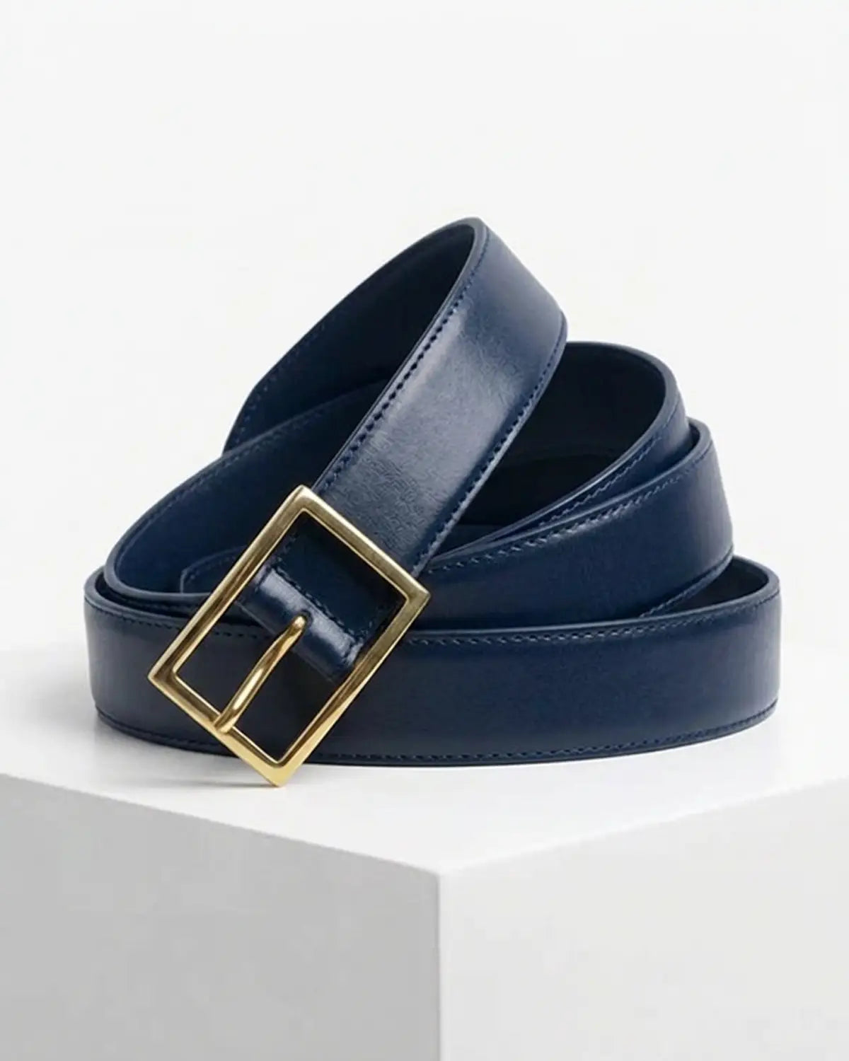 Womens Leather Belt - Navy