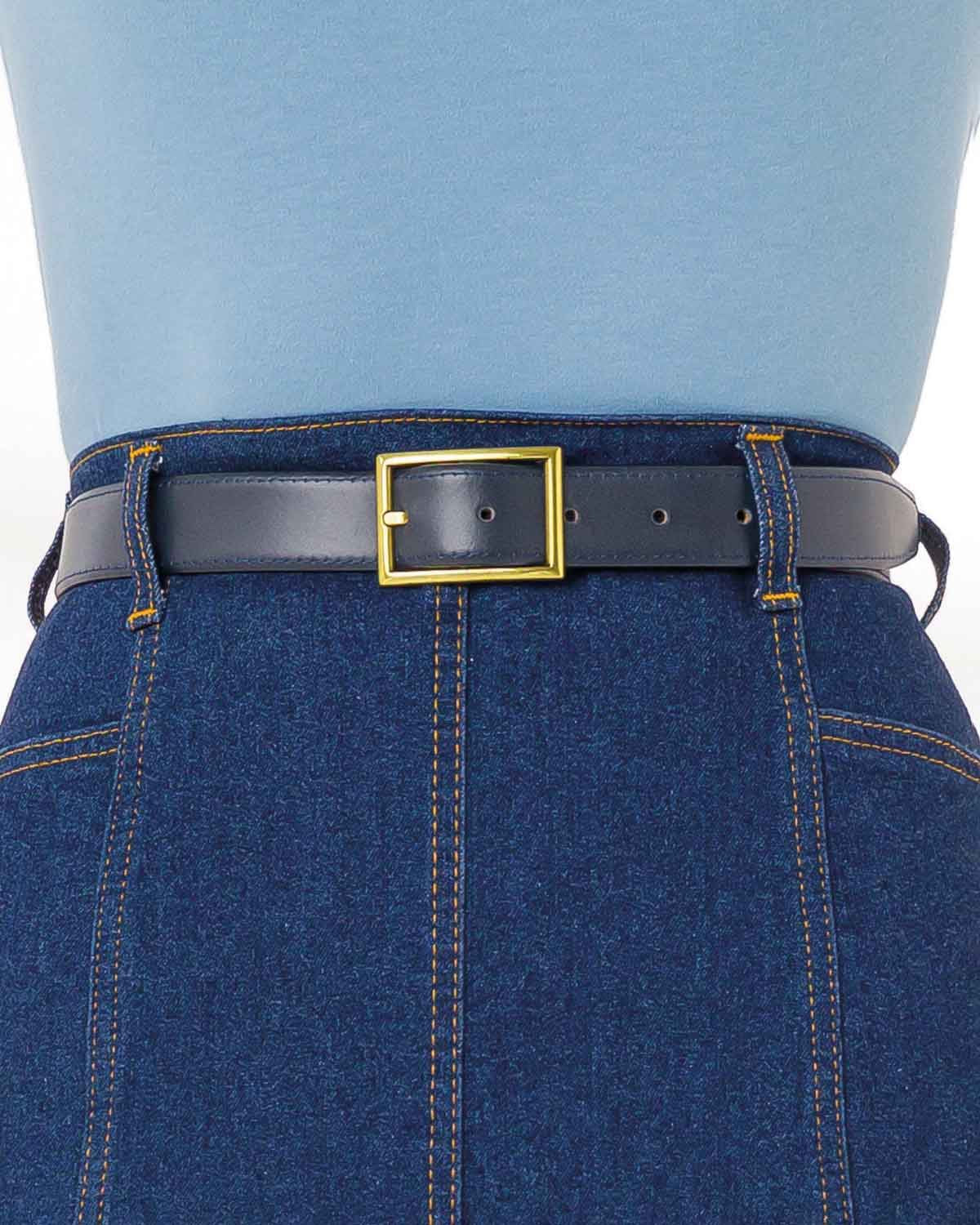 Womens Leather Belt - Navy - Country Collection