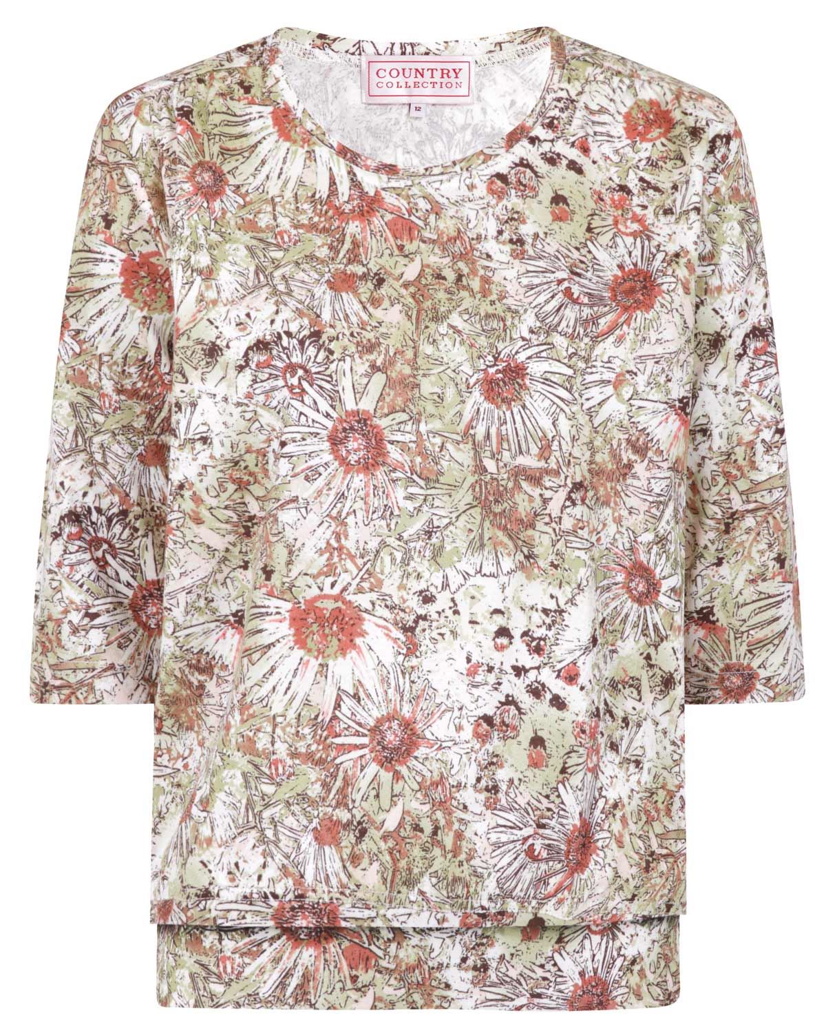 Theresa Floral Silky Cotton Blouson Top  - Image 2 - Country Collection
