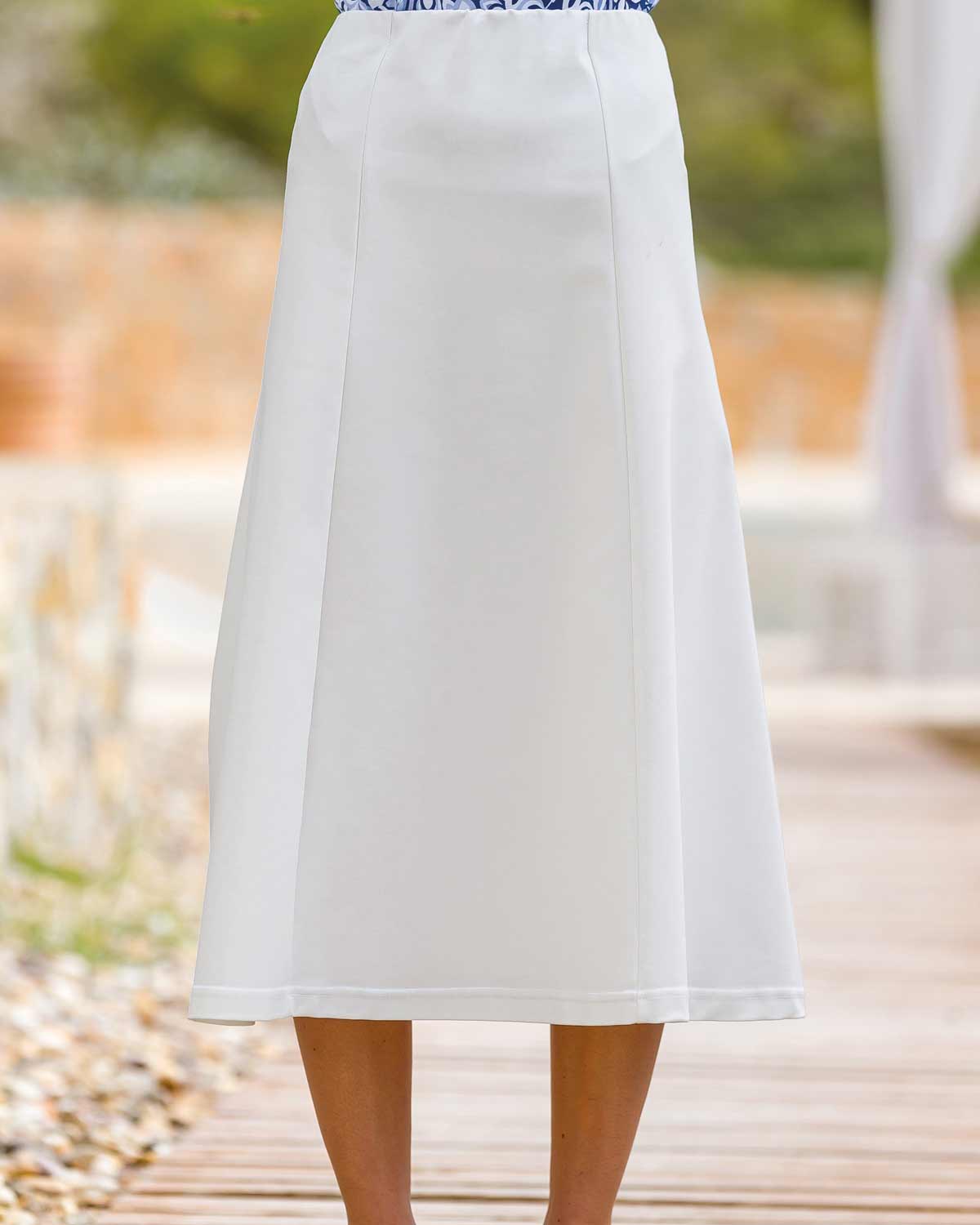 Easycare Cotton Mix Pull On Skirt - White