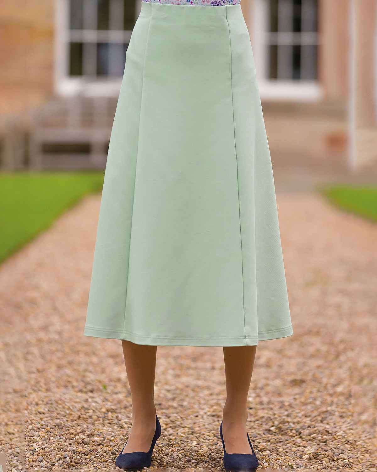 Easycare Cotton Mix Pull On Skirt - Seafoam - Country Collection