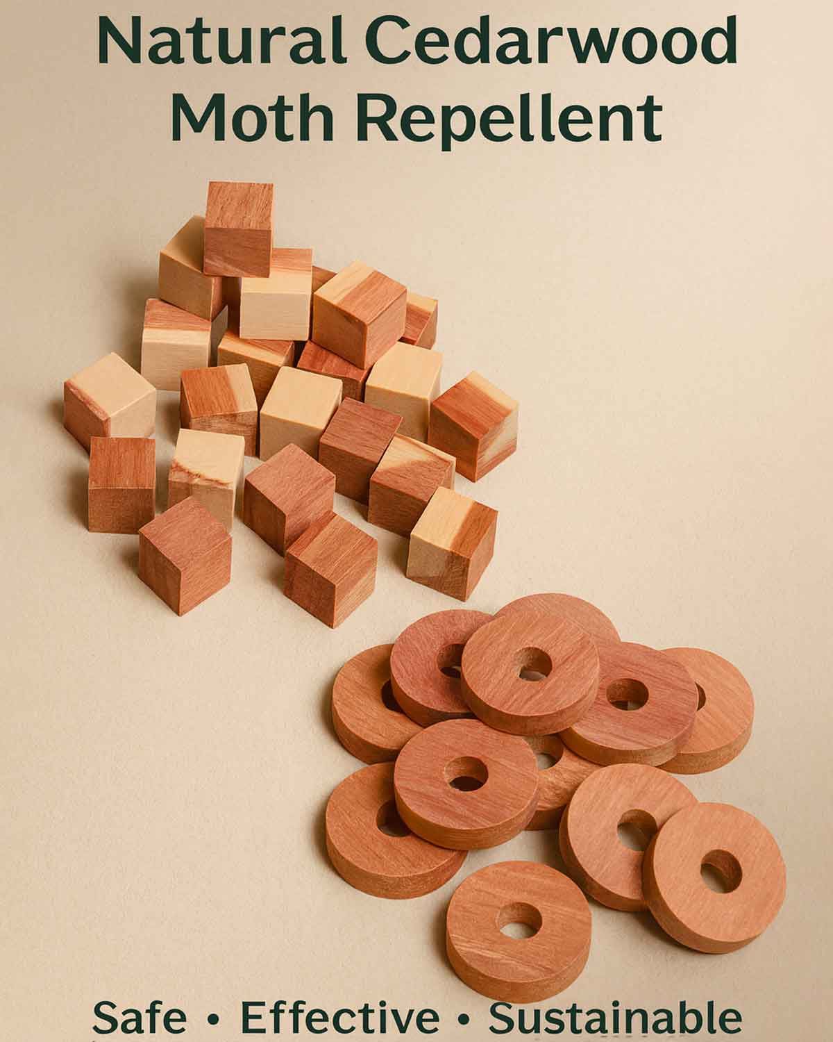Moth Repellent Cedar Wood Cubes and Rings - Country Collection