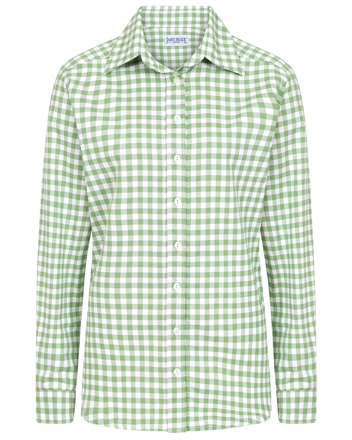 Ladies’ Belinda Checked Pure Cotton Long Sleeve Blouse – Fern