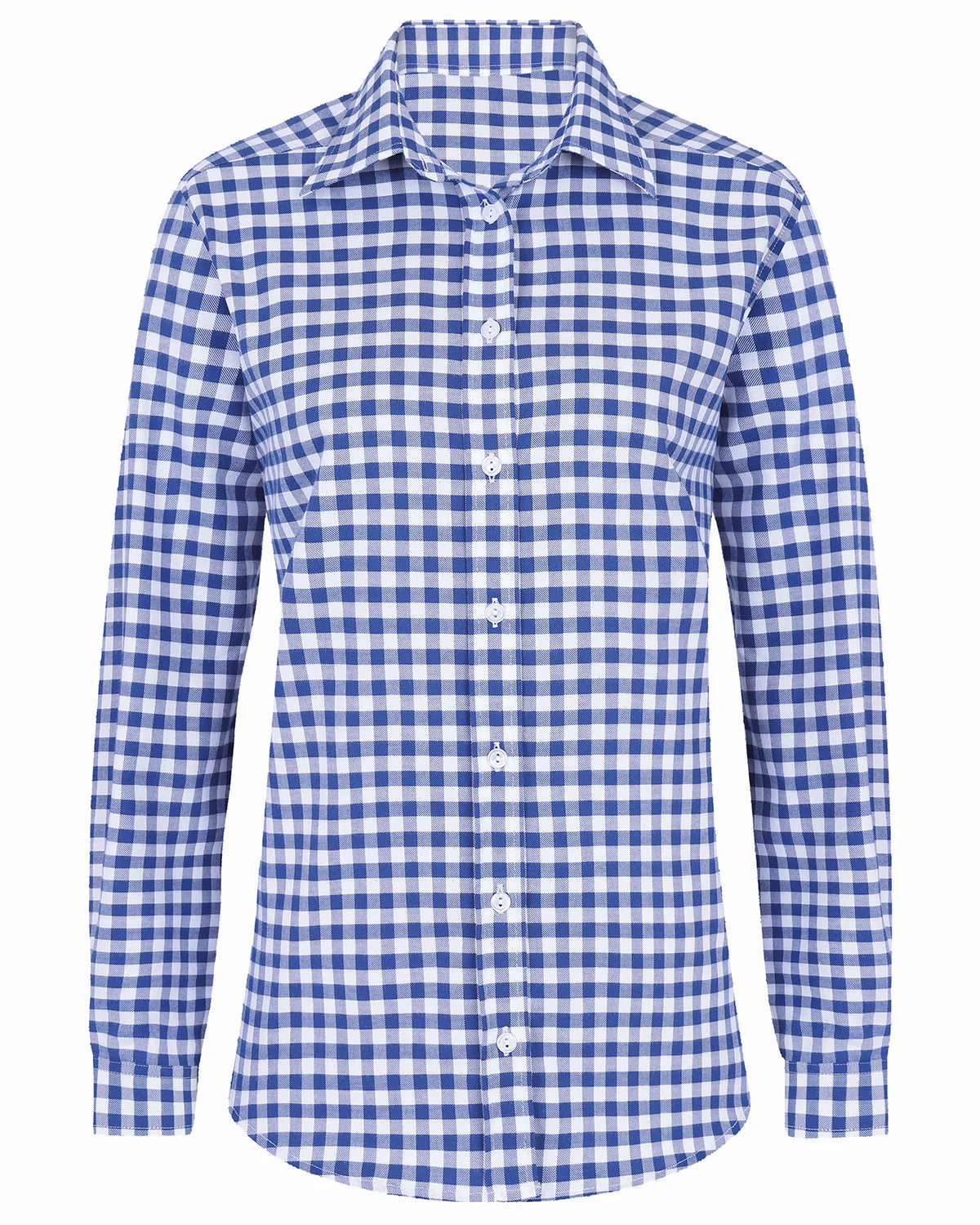 Ladies’ Belinda Checked Pure Cotton Long Sleeve Blouse – Navy