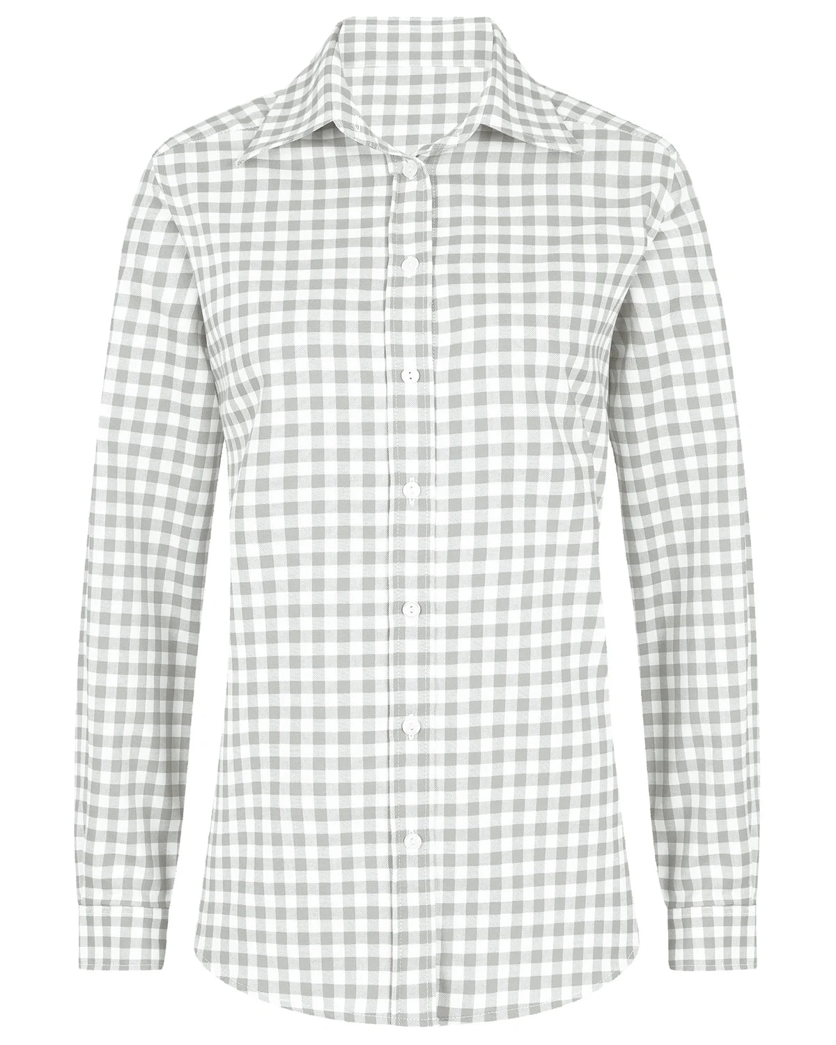 Ladies’ Belinda Checked Pure Cotton Long Sleeve Blouse – Silver