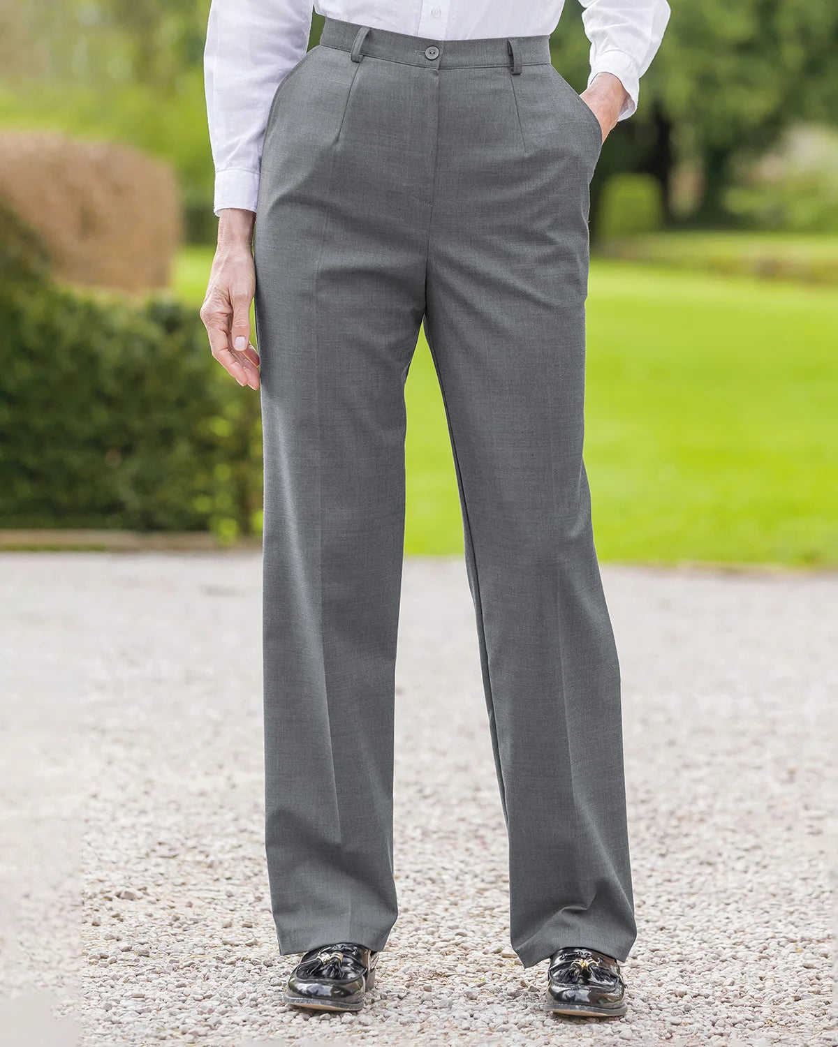 Ladies’ Sandown Wool Blend Straight Leg Trousers – Slate