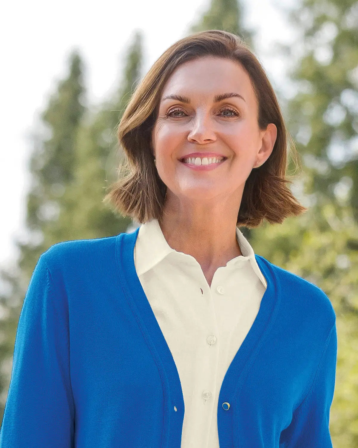 Ladies’ Pure Merino Wool V-Neck Cardigan – Azure