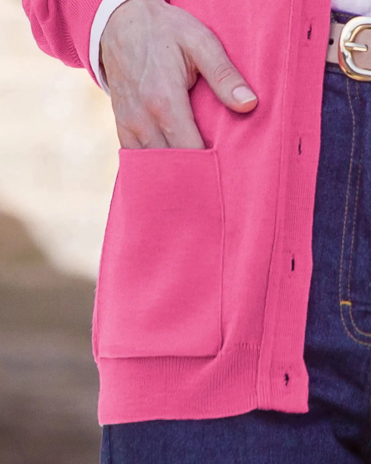 Ladies’ Pure Merino Wool V-Neck Cardigan – Bubblegum