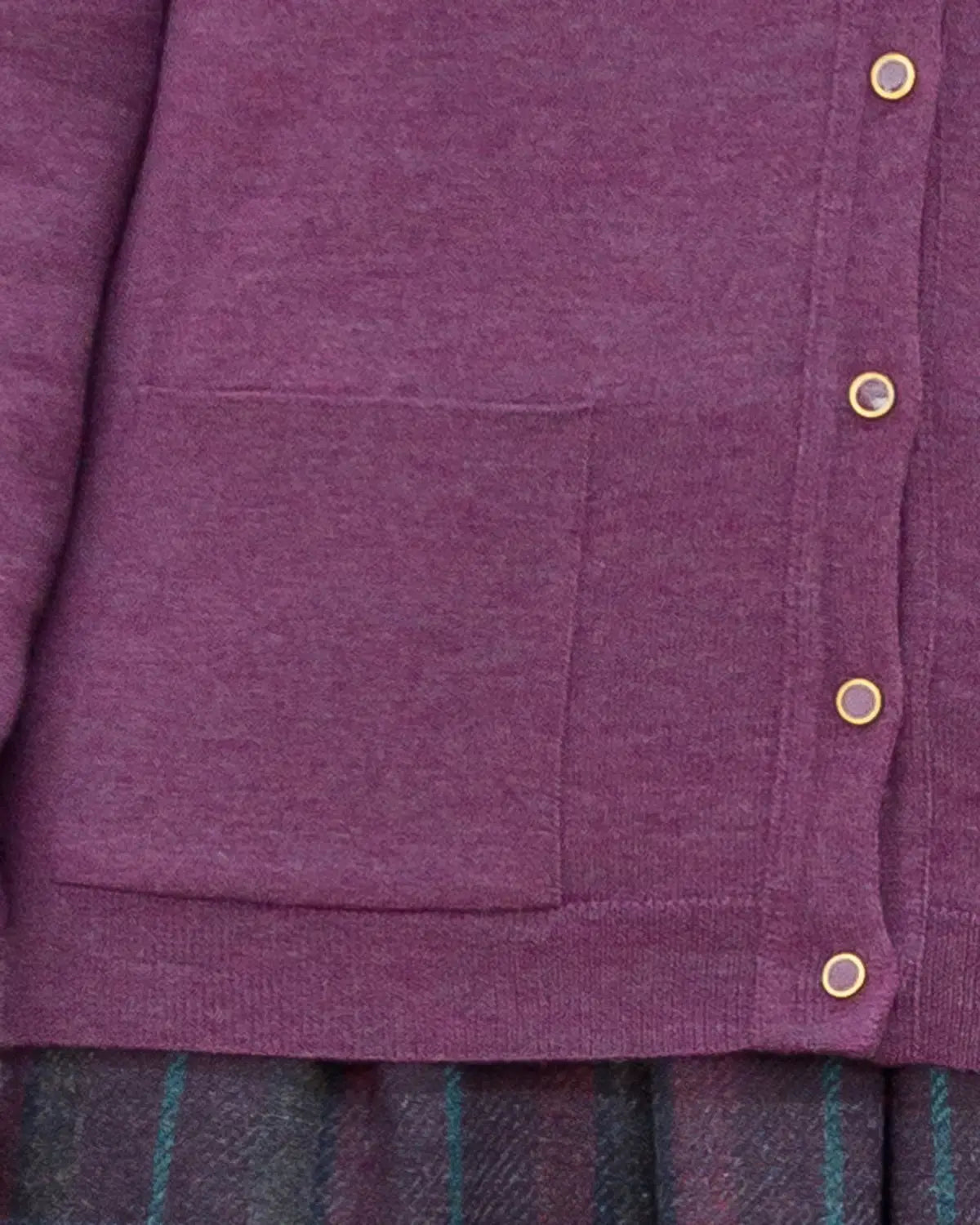 Ladies’ Pure Merino Wool V-Neck Cardigan – Plum